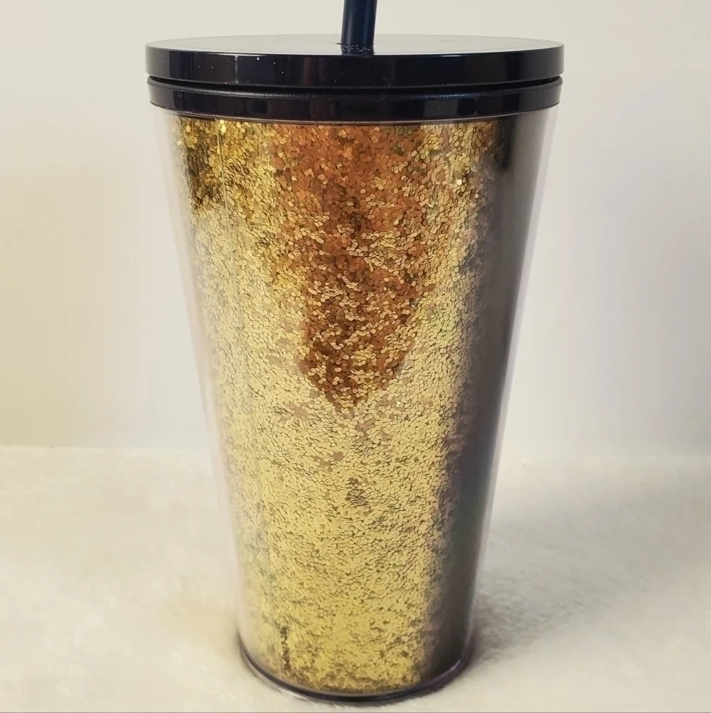 Starbucks 2020 Holiday New Home Gold Black Navy Ombre Glitter Tumbler 16 Oz